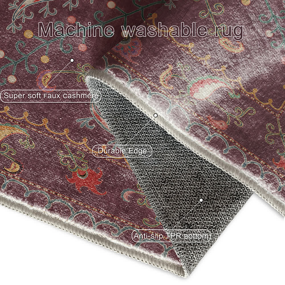 Retro Paisley Washable Durable Anti-slip Area Rug