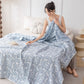 Cotton Gauze Blue Ginkgo Leaf Jacquard Quilt - image 3
