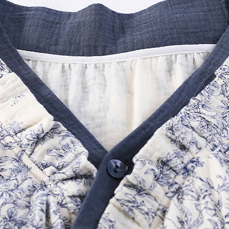 Country Style Padded Tie Nightgown with Pocket