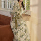 Pastoral Padded Short Sleeve Tie-Back Nightgown with Pocket
