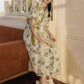 Pastoral Padded Short Sleeve Tie-Back Nightgown with Pocket