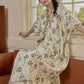 Pastoral Padded Short Sleeve Tie-Back Nightgown with Pocket