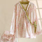 Rose Print Cotton Gauze Asymmetric Front Loungewear Set