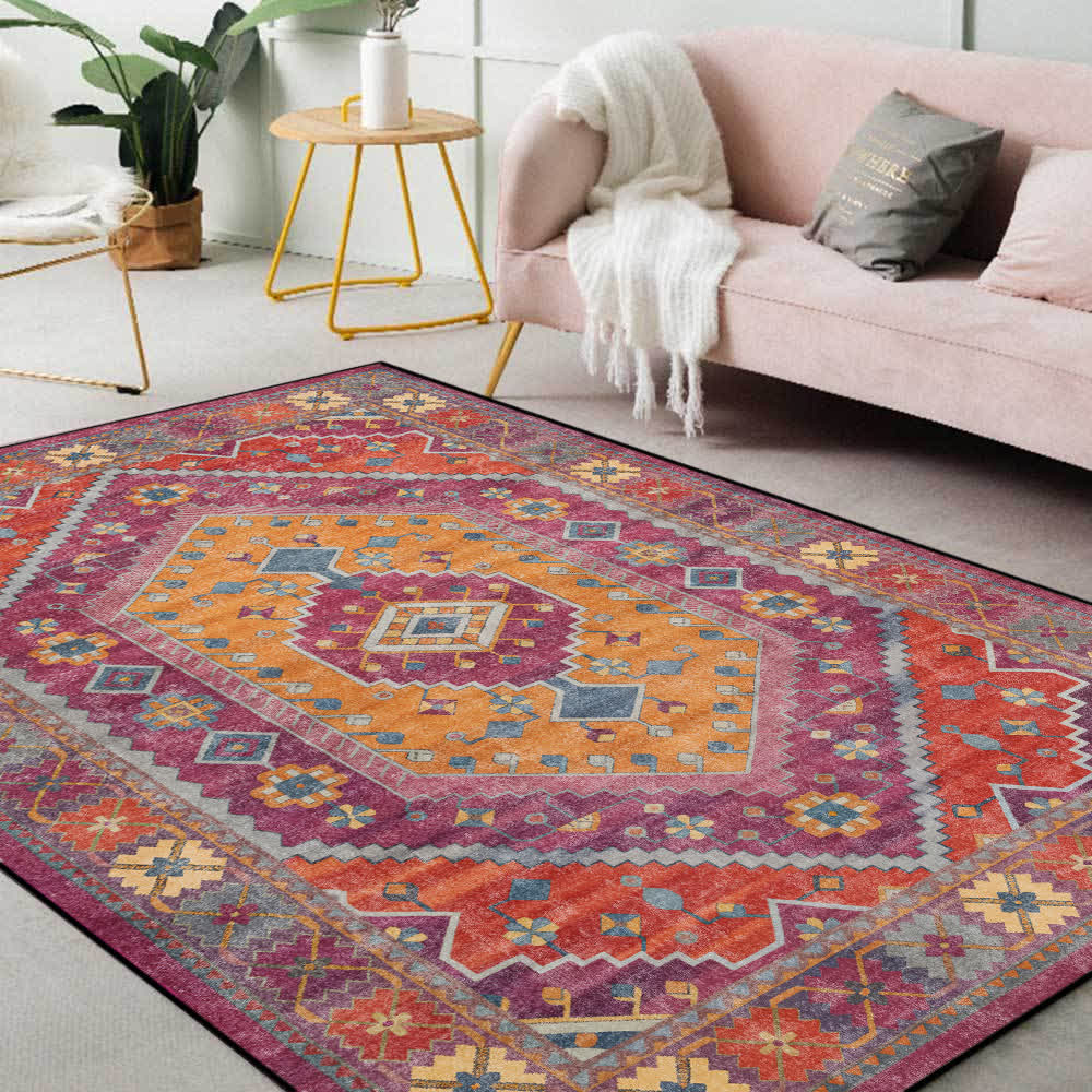 Retro Persian Geometric Anti-slip Indoor Outdoor Rug