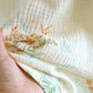 Plant Cotton Gauze Long Sleeve Nightgown with Pocket