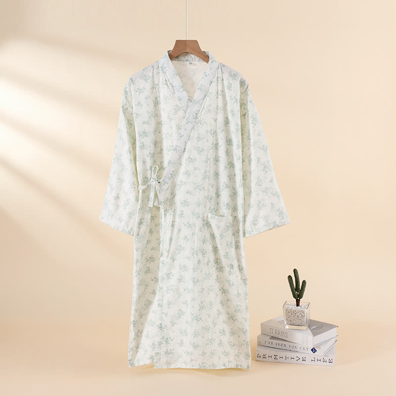 Floral Cotton Gauze Nightgown Home Wear - White - XL - image 4