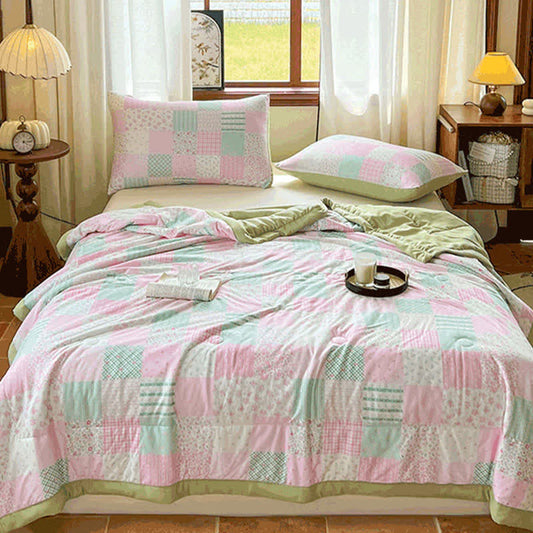 Patchwork Floral Cotton Double Layer Gauze Summer Quilt