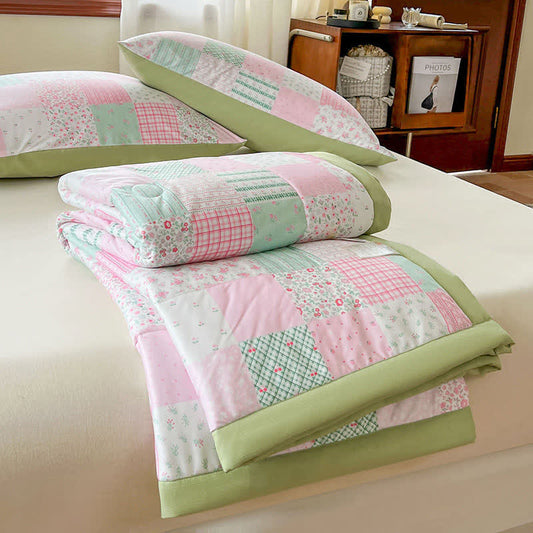 Patchwork Floral Cotton Double Layer Gauze Summer Quilt