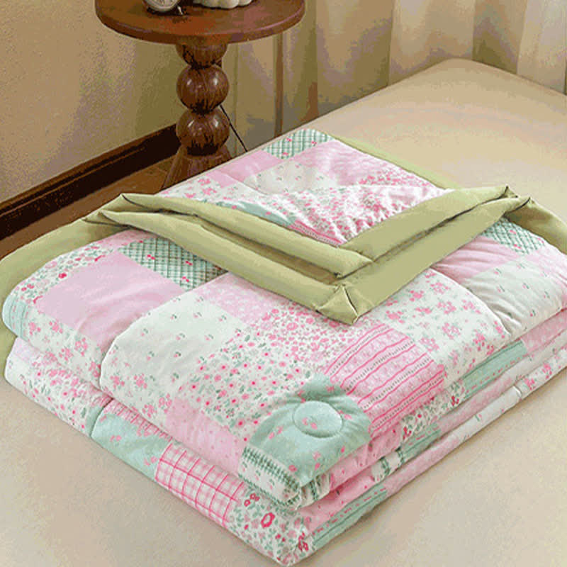 Patchwork Floral Double Layer Gauze Summer Quilt - image 3