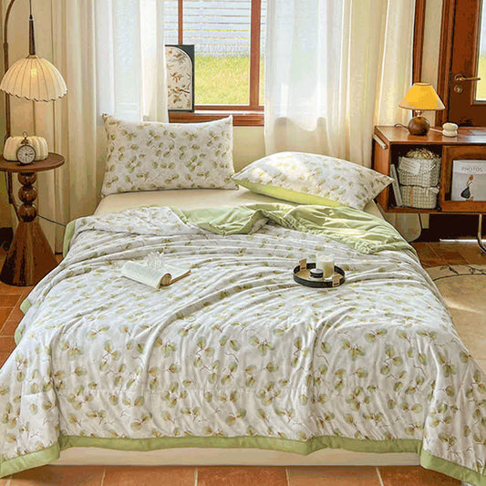 Fresh Leaf Cotton Double Layer Gauze Summer Quilt