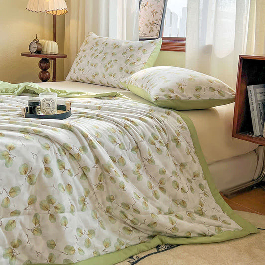 Fresh Leaf Cotton Double Layer Gauze Summer Quilt