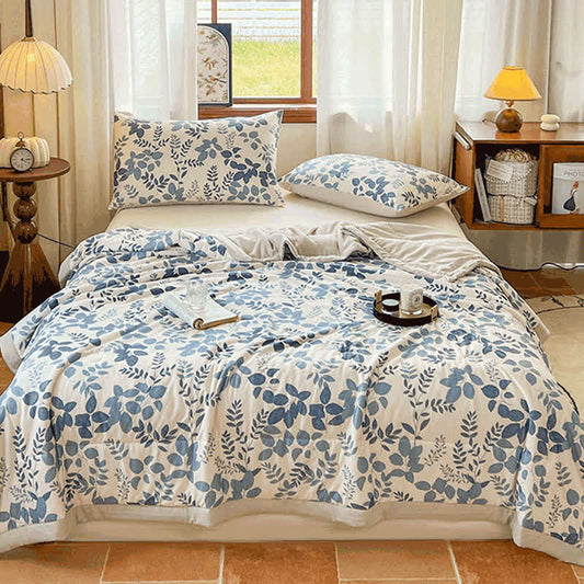 Rustic Leaf Cotton Double Layer Gauze Summer Quilt