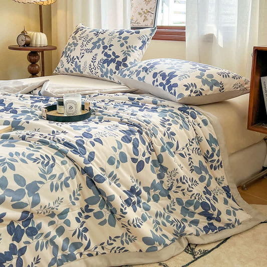 Rustic Leaf Cotton Double Layer Gauze Summer Quilt