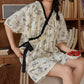 Cute Floral Short Sleeve Bra Free Pajama Set