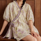 Elegant Floral Short Sleeve Bra Free Pajama Set