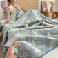 Elegant Leaf Cotton Layers Gauze Reversible Coverlet