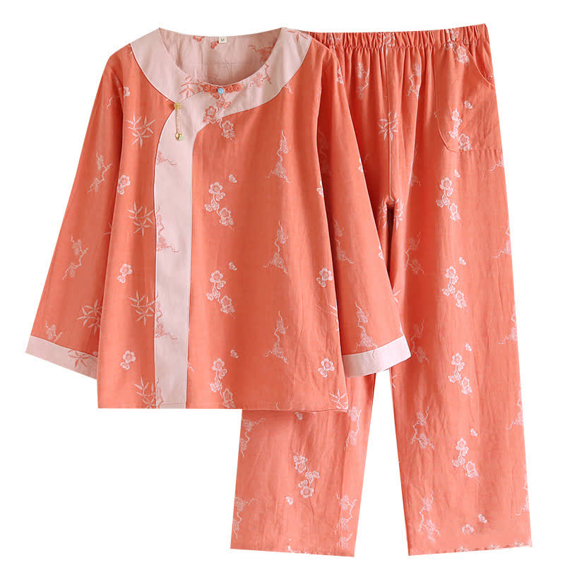 Vintage Cotton Yarn-dyed Jacquard Long Sleeve Loungewear