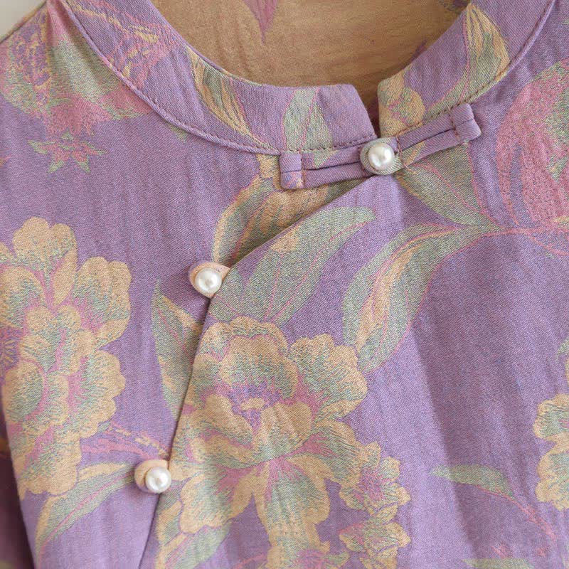 Cotton Yarn-dyed Retro Short-sleeve Loungewear Set