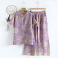 Cotton Yarn-dyed Retro Short-sleeve Loungewear Set - image 0