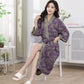 Double-layer Cotton Gauze Purple Floral Print Bathrobe
