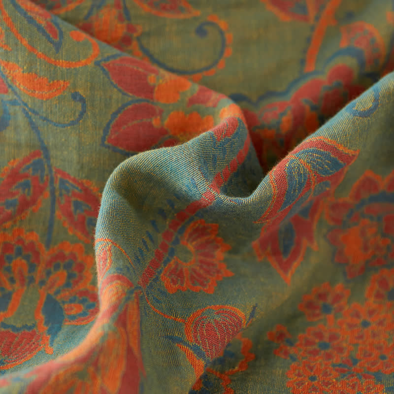 Retro Floral Cotton Gauze Yarn-dyed Reversible Coverlet