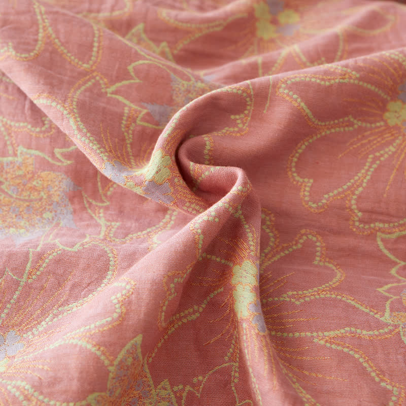 Fresh Floral Cotton Gauze Yarn-dyed Reversible Coverlet