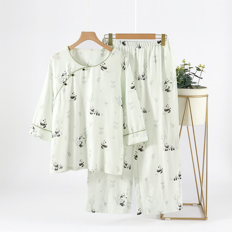 Bamboo Fiber Rural Panda Pajama Set