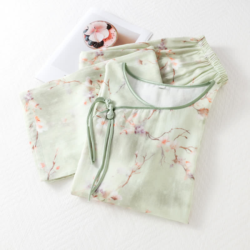 Plum Blossom Bamboo Fiber Pajama Set