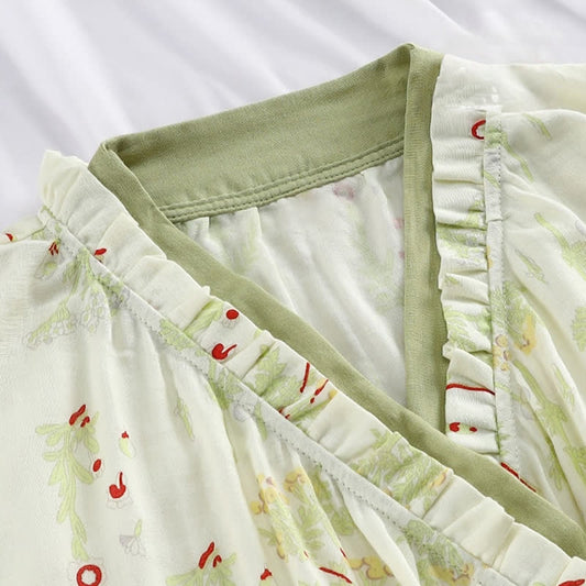 Long-sleeved Cotton Gauze Kimono Nightdress