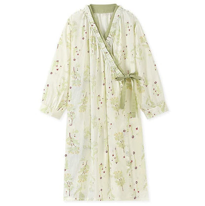 Long-sleeved Cotton Gauze Kimono Nightdress - L - image 0