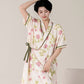 Country Style Floral Short Sleeve Padded Nightdress with Pocket