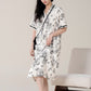 Retro Floral Short Sleeve Padded Nightdress with Pocket