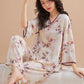 Peach Blossom Knotted  Buttons Loungewear Set