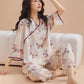 Peach Blossom Knotted  Buttons Loungewear Set