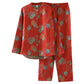 Pomegranate Flower Cotton Jacquard Vintage Yarn-dyed Pajama Set - image 12