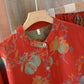Pomegranate Flower Cotton Jacquard Vintage Yarn-dyed Pajama Set - image 5