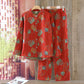 Pomegranate Flower Cotton Jacquard Vintage Yarn-dyed Pajama Set - image 4