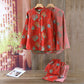 Pomegranate Flower Cotton Jacquard Vintage Yarn-dyed Pajama Set - image 1