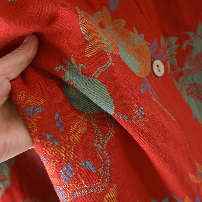 Pomegranate Flower Cotton Jacquard Vintage Yarn-dyed Pajama Set - image 10