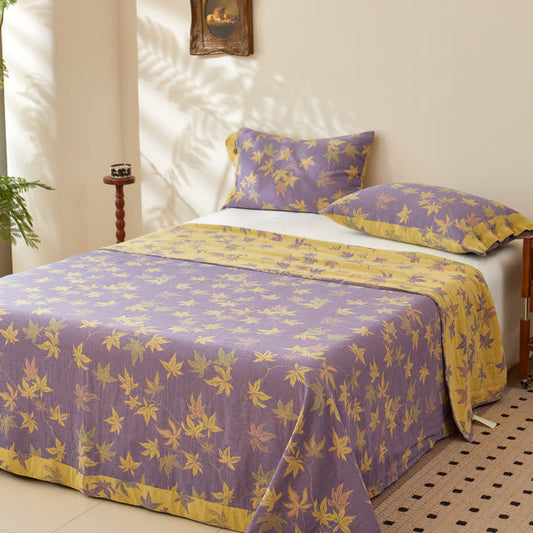 Maple Leaf Cotton Double-layer Yarn-dyed Jacquard Reversible Coverlet