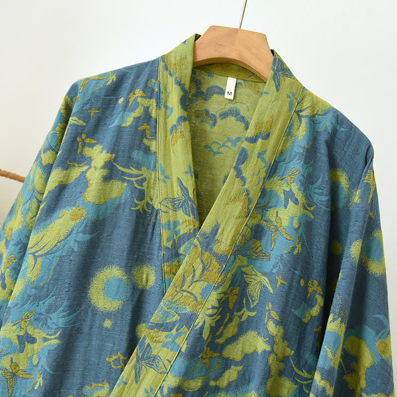 Pastoral Cotton Double-layer Gauze Yarn-dyed Jacquard Bathrobe