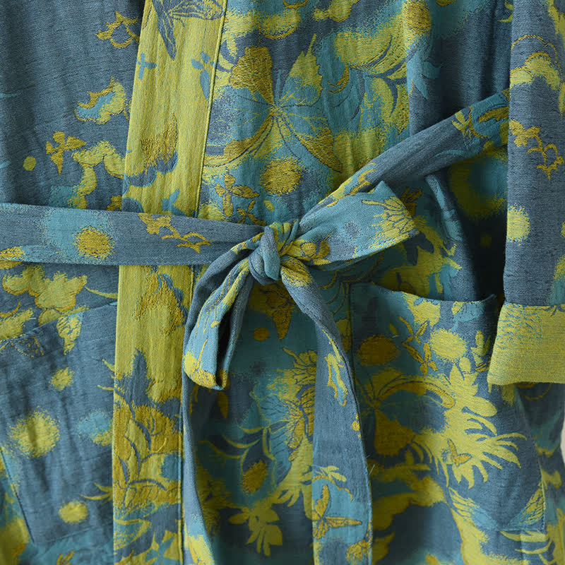 Pastoral Cotton Double-layer Gauze Yarn-dyed Jacquard Bathrobe