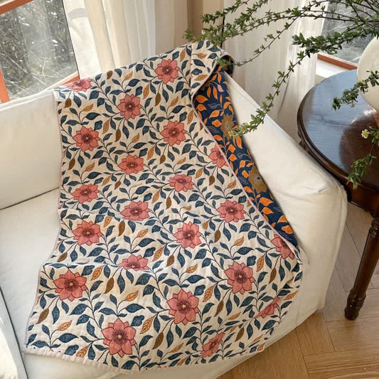 Floral Leaf Pure Cotton Gauze Absorbent Bath Towel