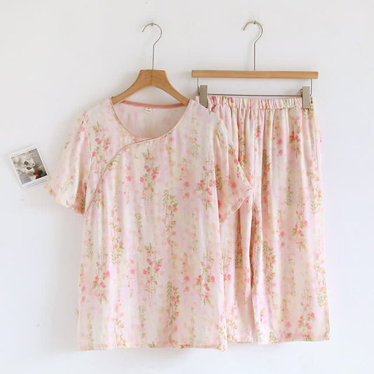 Rustic Rose Bamboo Fiber Short Sleeve Pajama Set