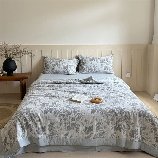 Elegant Plant Cotton Yarn-dyed Jacquard Summer Quilt