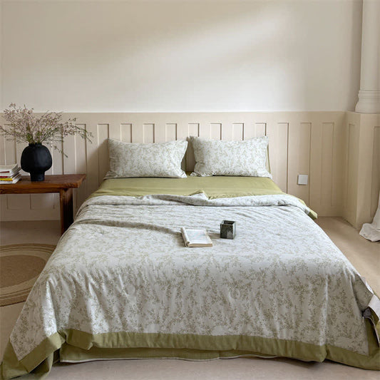 Branch Leaf Cotton Yarn-dyed Jacquard Summer Quilt