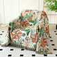 Floral Leaf Cotton Gauze Tassel Reversible Blanket