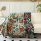 Floral Leaf Cotton Gauze Tassel Reversible Blanket