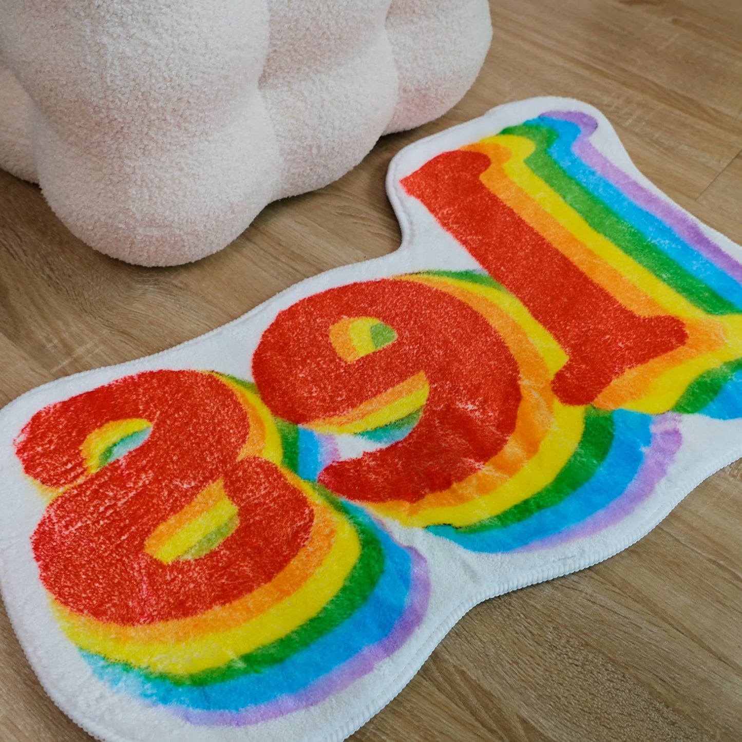 Rainbow Letters Soft Fleece Non-slip Bath Mat