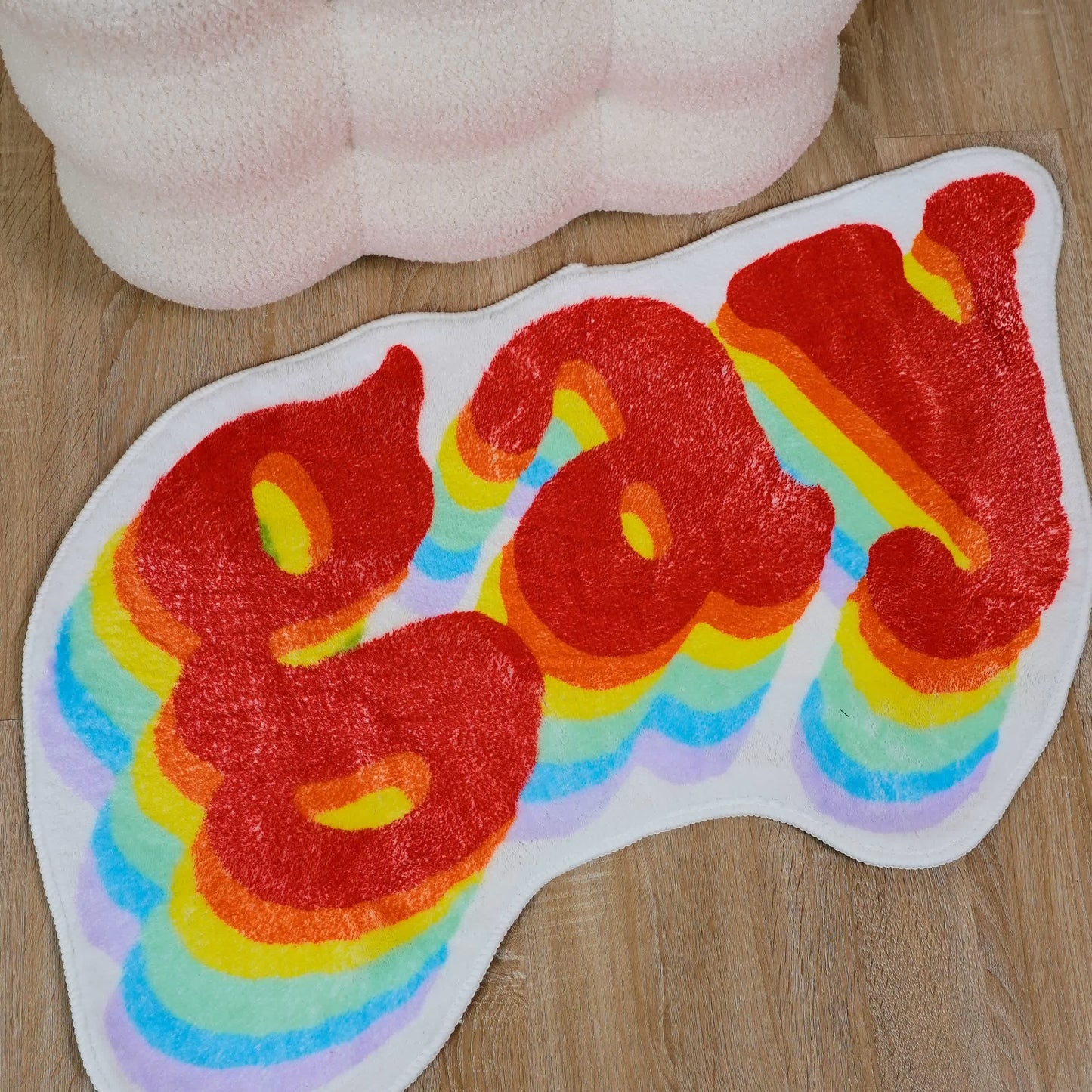 Rainbow Letters Soft Fleece Non-slip Bath Mat